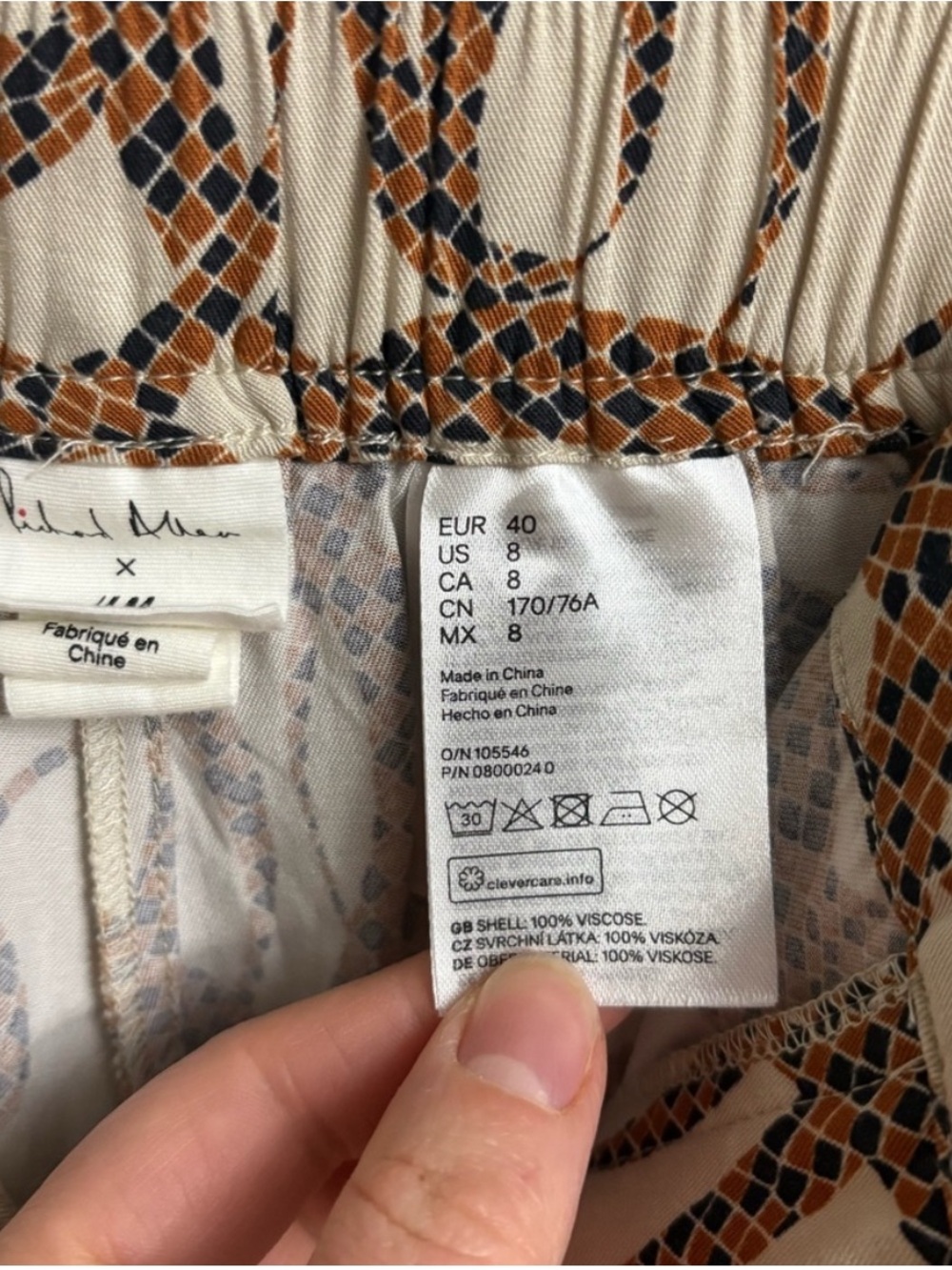 H&M X Richard Allen Brown Patterned Wide-Leg Pants US 8 - Picture 6 of 9